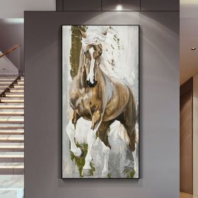 Hand Painted Oil Painting Abstract Portrait Wall Art Hand painted-Animal Horse Oil Paintings On Canvas-Hand Made-For Home Decoration (size: 40x80cm)