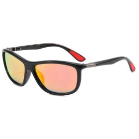 Fashion polarized sunglasses for men and women cross-border cycling glasses UV resistant leisure sports sunglasses (Colour: Black framed red membrane)