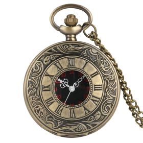 Vintage Charm Black Unisex Fashion Roman Number Quartz Steampunk Pocket Watch Women Man Necklace Pendant with Chain Gifts P427 (Color: Bronze necklacechain2, Ships From: China)