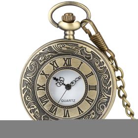 Vintage Charm Black Unisex Fashion Roman Number Quartz Steampunk Pocket Watch Women Man Necklace Pendant with Chain Gifts P427 (Color: Bronze pocketchain4, Ships From: China)