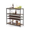 Industrial Freestanding Wooden Wine Bar Cabinet Wine Rack Table