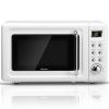 700W Retro Countertop Microwave Oven with 5 Micro Power and Auto Cooking Function