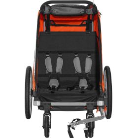 VEVOR Bike Trailer for Toddlers, Kids, Double Seat, 100 lbs Load, 2-In-1 Canopy Carrier Converts to Stroller (Material of Frame: Aluminium Alloy, Load Capacity: 100 lbs)