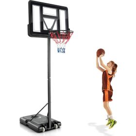 4.25-10 Feet Adjustable Basketball Hoop System with 44 Inch Backboard (Style: A)