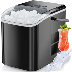 portable ice maker LED display 120W 26 lbs / 24h automatic cleaning, small household, fast refrigeration thick foam layer long effect ice (W2201138025: W2201138025)