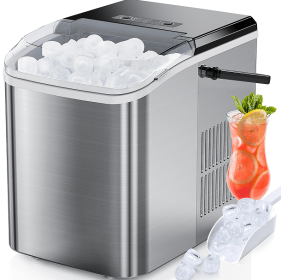 portable ice maker LED display 120W 26 lbs / 24h automatic cleaning, small household, fast refrigeration thick foam layer long effect ice (W2201138025: W2201138016)