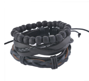 Leather Bracelet Men Multilayer Bead Bracelet Punk Wrap Bracelets for Women Vintage punk Men Jewelry (Style: 7)