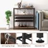 Industrial Freestanding Wooden Wine Bar Cabinet Wine Rack Table