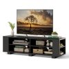 Wooden TV Stand with 8 Open Shelves for TVs up to 65 Inch Flat Screen